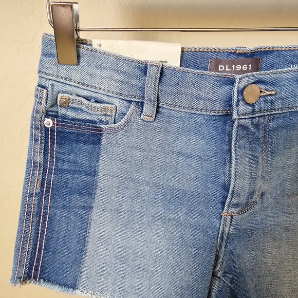 DL1961 Lucy Cutoff Two Tone Shadow Panel Denim Shorts - Picture 3 of 14